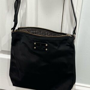 Kate Spade Black Crossbody Bag with Polka Dot Interior, soft material